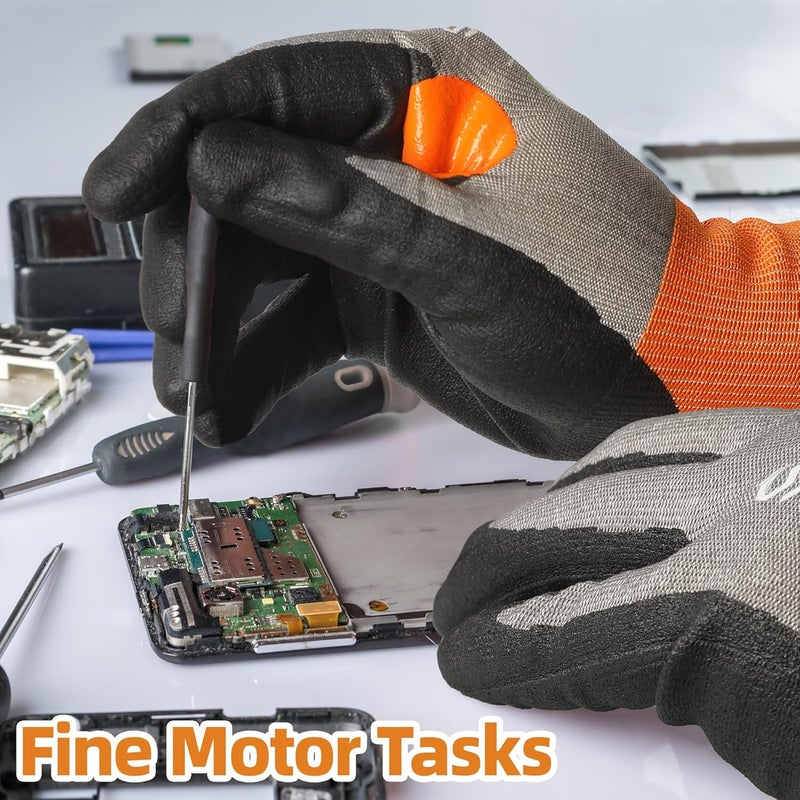 Schwer A6 AIR-SKIN Cut Resistant Work Gloves, Comfortable & Breathable, 21-Gauge Seamless Knit Flexible Safety Working Gloves with Grip for Refined Tasks, Touch-screen, Non PFAS, 1 Pair, M, AR5926 - Image 5